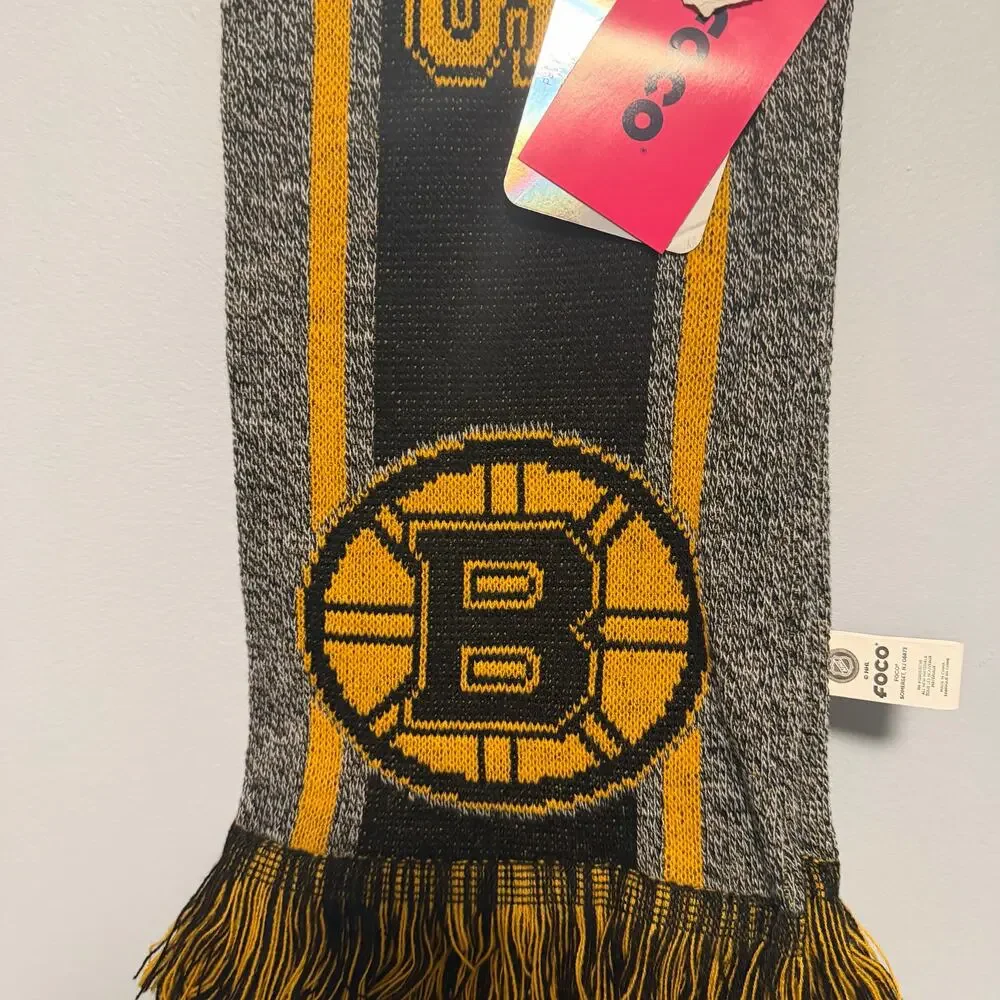 Boston Bruins Hockey NHL Scarf Black, Yellow, Grey NWT